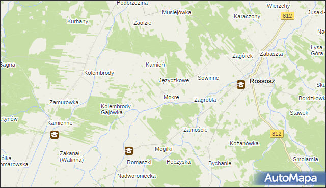 mapa Mokre gmina Rossosz, Mokre gmina Rossosz na mapie Targeo
