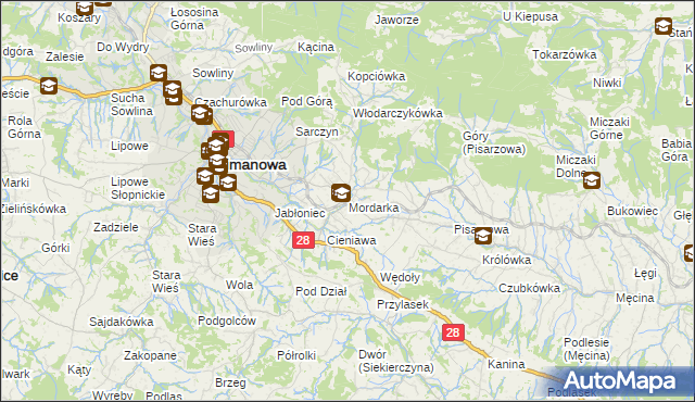 mapa Mordarka, Mordarka na mapie Targeo