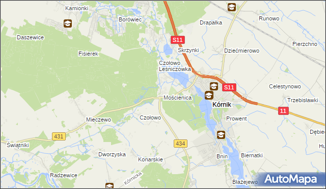 mapa Mościenica, Mościenica na mapie Targeo