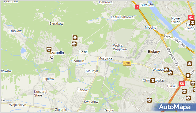 mapa Mościska gmina Izabelin, Mościska gmina Izabelin na mapie Targeo