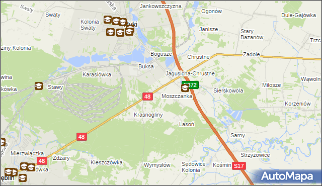 mapa Moszczanka gmina Ryki, Moszczanka gmina Ryki na mapie Targeo