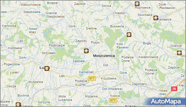 mapa Moszczenica powiat gorlicki, Moszczenica powiat gorlicki na mapie Targeo