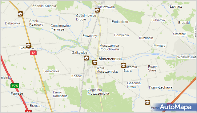 mapa Moszczenica powiat piotrkowski, Moszczenica powiat piotrkowski na mapie Targeo