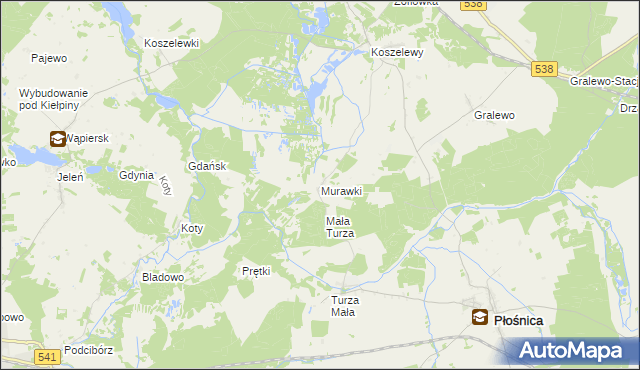 mapa Murawki, Murawki na mapie Targeo