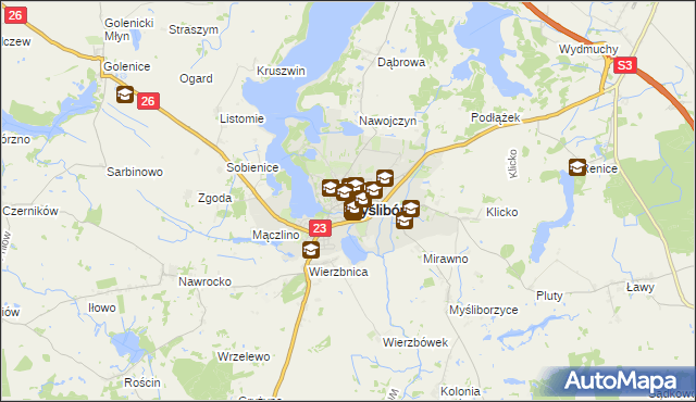 mapa Myślibórz, Myślibórz na mapie Targeo