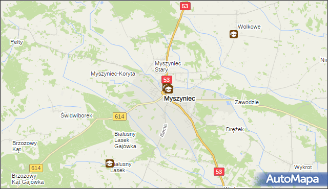 mapa Myszyniec, Myszyniec na mapie Targeo