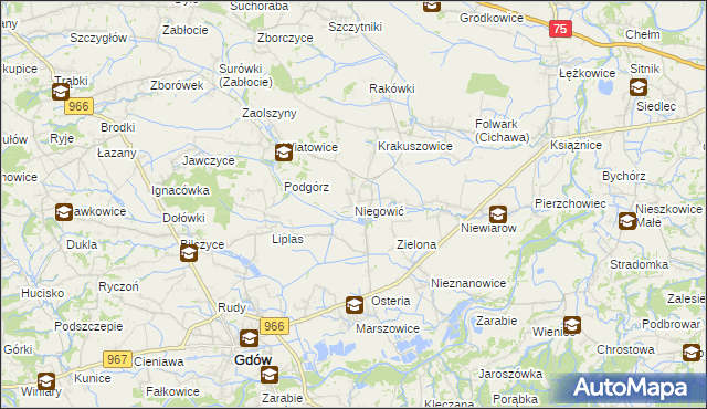 mapa Niegowić, Niegowić na mapie Targeo