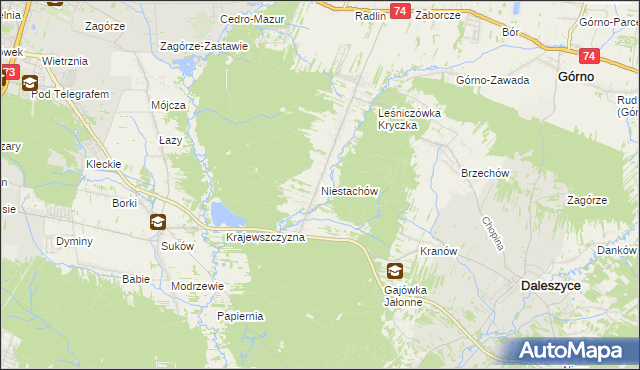 mapa Niestachów gmina Daleszyce, Niestachów gmina Daleszyce na mapie Targeo