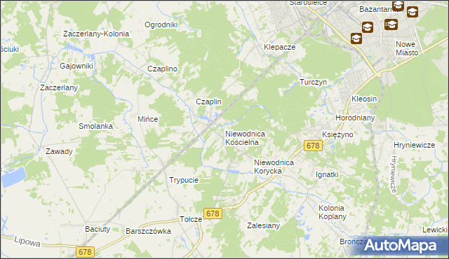 mapa Niewodnica Kościelna, Niewodnica Kościelna na mapie Targeo