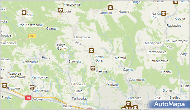 mapa Nowa Góra gmina Krzeszowice, Nowa Góra gmina Krzeszowice na mapie Targeo