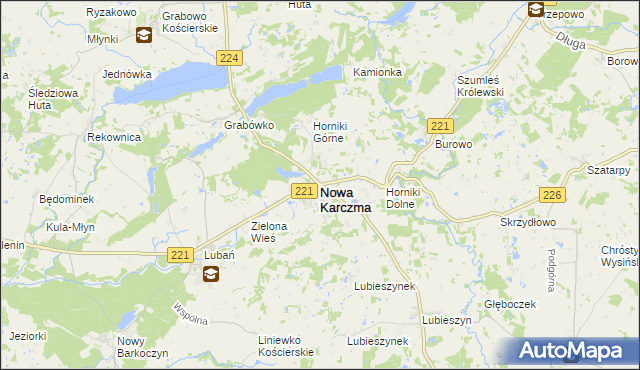 mapa Nowa Karczma powiat kościerski, Nowa Karczma powiat kościerski na mapie Targeo