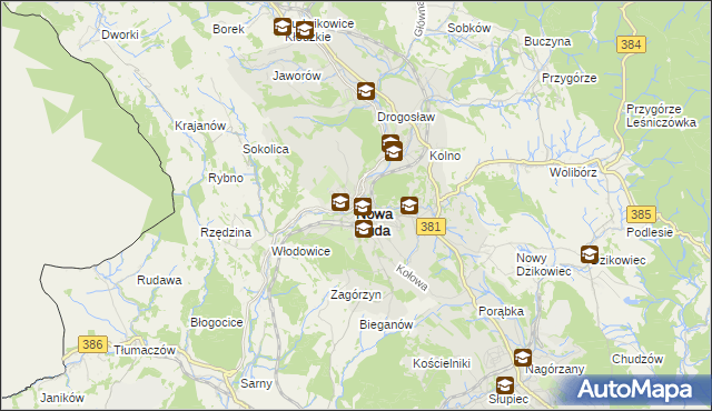 mapa Nowa Ruda powiat kłodzki, Nowa Ruda powiat kłodzki na mapie Targeo