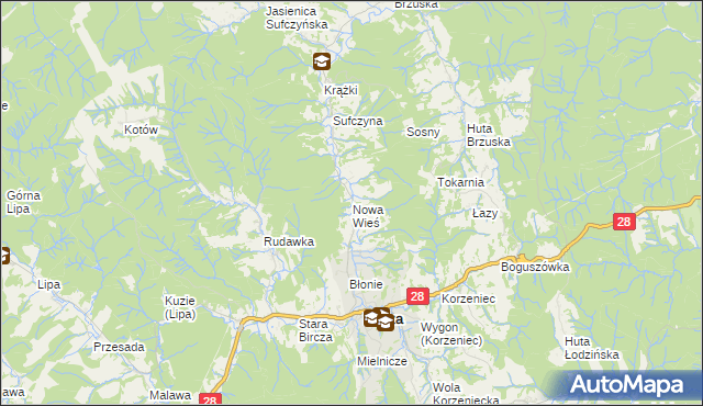 mapa Nowa Wieś gmina Bircza, Nowa Wieś gmina Bircza na mapie Targeo