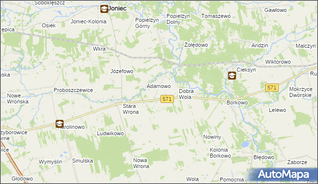 mapa Nowa Wrona gmina Nasielsk, Nowa Wrona gmina Nasielsk na mapie Targeo