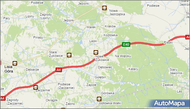 mapa Nowe Żukowice, Nowe Żukowice na mapie Targeo