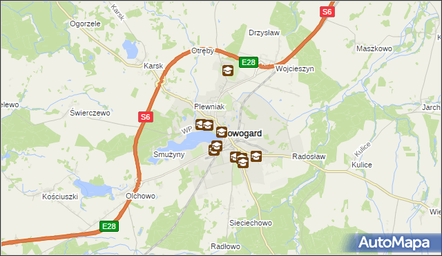 mapa Nowogard, Nowogard na mapie Targeo