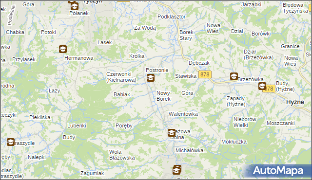 mapa Nowy Borek gmina Błażowa, Nowy Borek gmina Błażowa na mapie Targeo