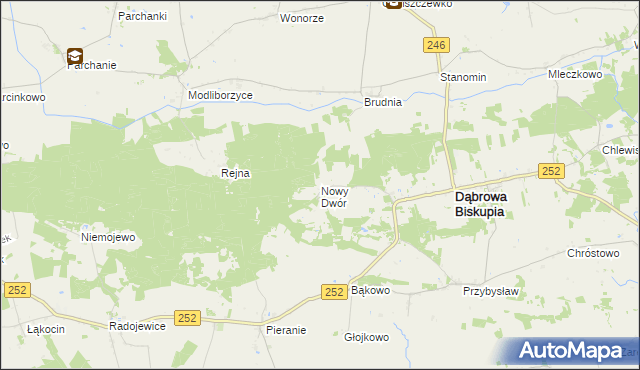 mapa Nowy Dwór gmina Dąbrowa Biskupia, Nowy Dwór gmina Dąbrowa Biskupia na mapie Targeo