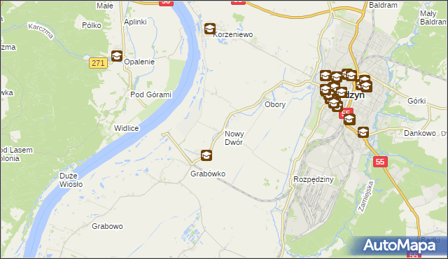 mapa Nowy Dwór gmina Kwidzyn, Nowy Dwór gmina Kwidzyn na mapie Targeo