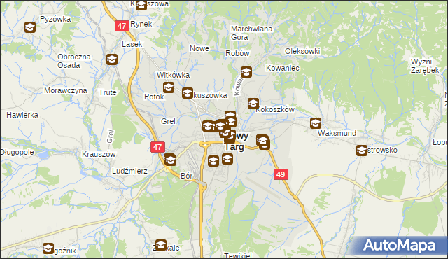mapa Nowego Targu, Nowy Targ na mapie Targeo
