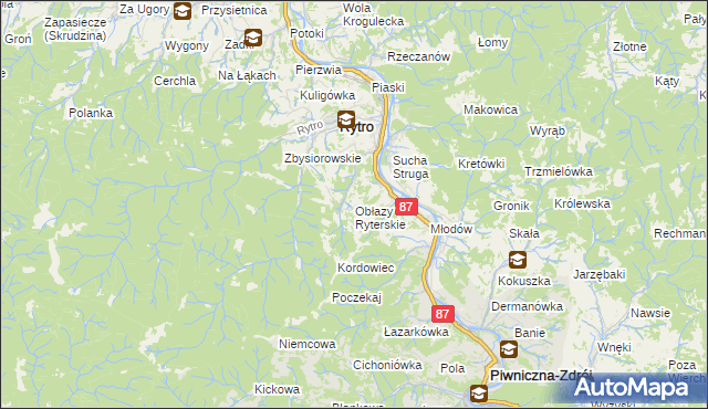 mapa Obłazy Ryterskie, Obłazy Ryterskie na mapie Targeo