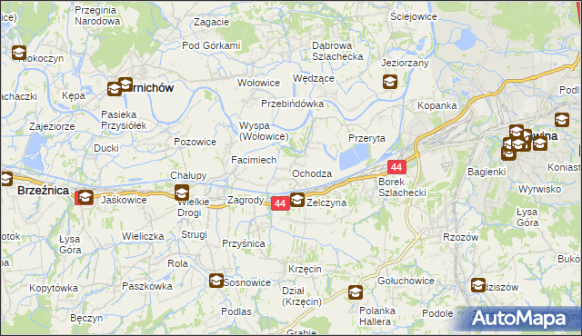 mapa Ochodza gmina Skawina, Ochodza gmina Skawina na mapie Targeo