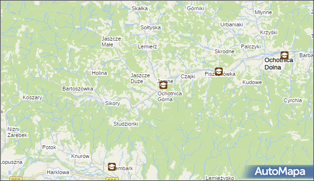 mapa Ochotnica Górna, Ochotnica Górna na mapie Targeo