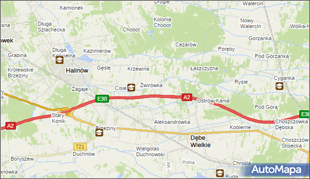 mapa Olesin gmina Dębe Wielkie, Olesin gmina Dębe Wielkie na mapie Targeo