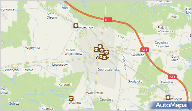 mapa Olesno, Olesno na mapie Targeo