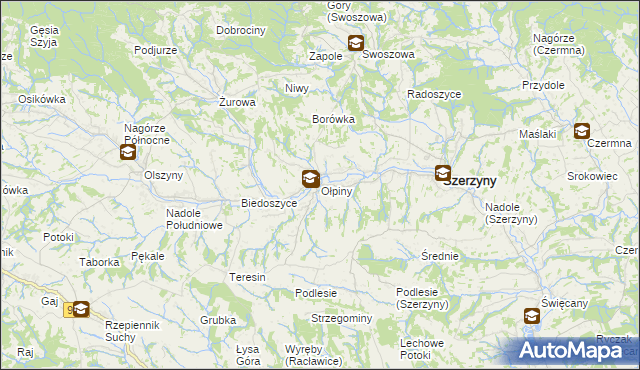 mapa Ołpiny, Ołpiny na mapie Targeo