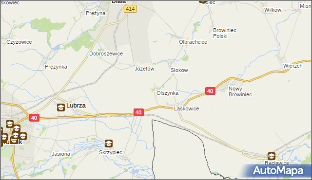 mapa Olszynka gmina Lubrza, Olszynka gmina Lubrza na mapie Targeo