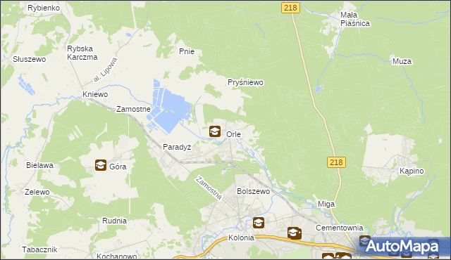 mapa Orle gmina Wejherowo, Orle gmina Wejherowo na mapie Targeo