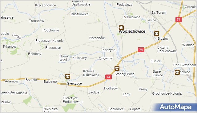 mapa Orłowiny, Orłowiny na mapie Targeo