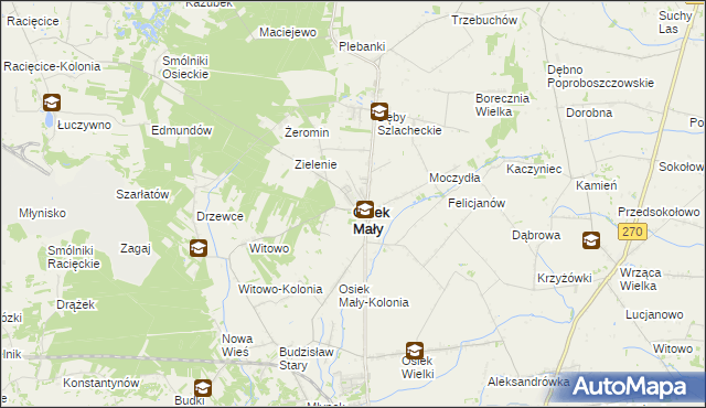 mapa Osiek Mały powiat kolski, Osiek Mały powiat kolski na mapie Targeo