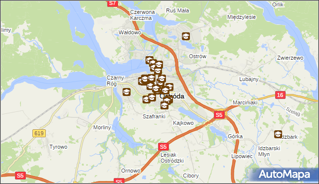 mapa Ostróda, Ostróda na mapie Targeo