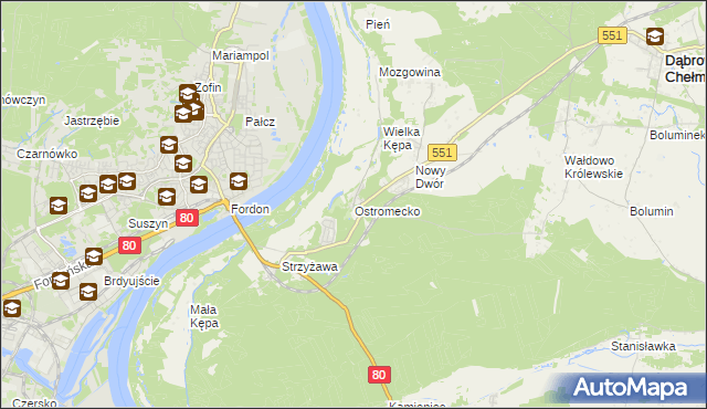 mapa Ostromecko, Ostromecko na mapie Targeo