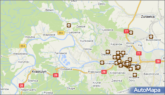 mapa Ostrów gmina Przemyśl, Ostrów gmina Przemyśl na mapie Targeo