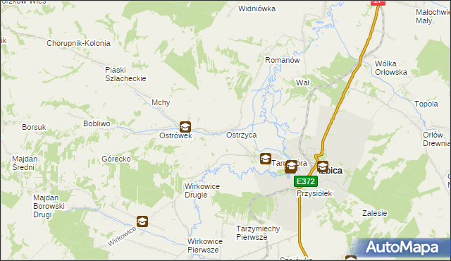 mapa Ostrzyca gmina Izbica, Ostrzyca gmina Izbica na mapie Targeo