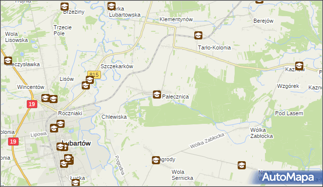 mapa Pałecznica gmina Niedźwiada, Pałecznica gmina Niedźwiada na mapie Targeo