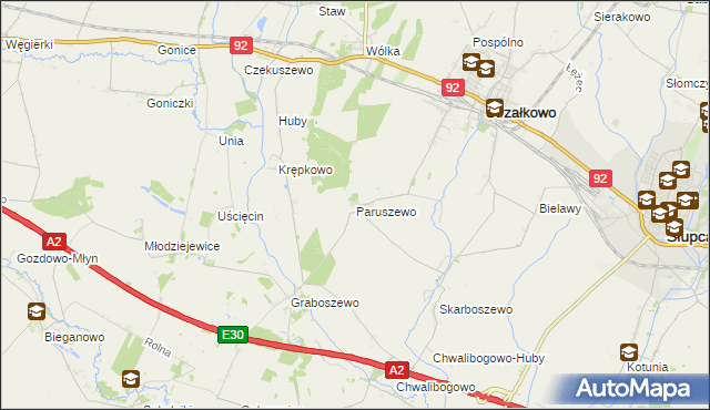 mapa Paruszewo, Paruszewo na mapie Targeo