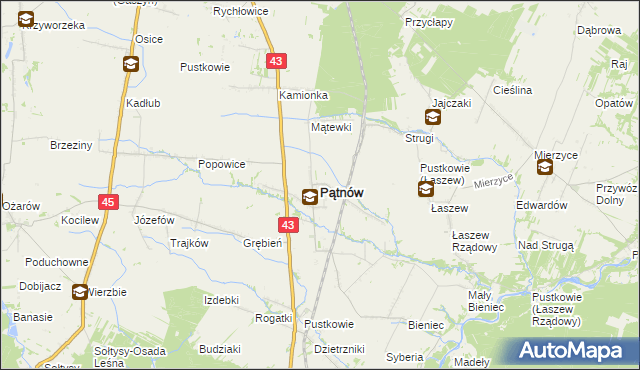 mapa Pątnów powiat wieluński, Pątnów powiat wieluński na mapie Targeo