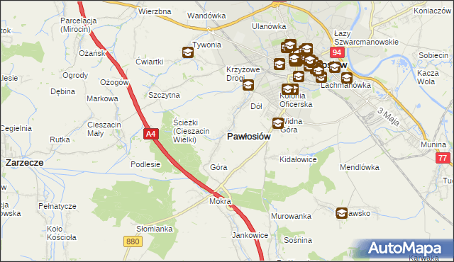 mapa Pawłosiów, Pawłosiów na mapie Targeo