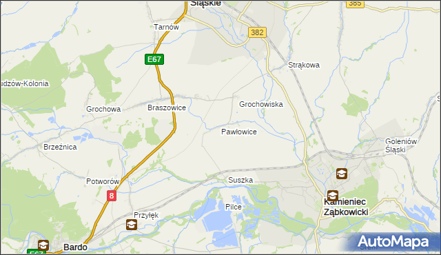 mapa Pawłowice gmina Ząbkowice Śląskie, Pawłowice gmina Ząbkowice Śląskie na mapie Targeo