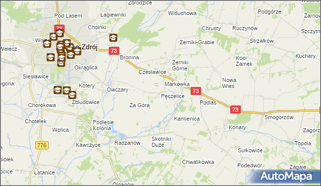 mapa Pęczelice, Pęczelice na mapie Targeo