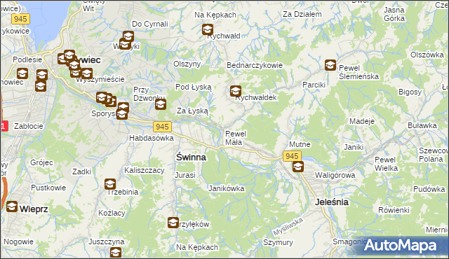 mapa Pewel Mała, Pewel Mała na mapie Targeo