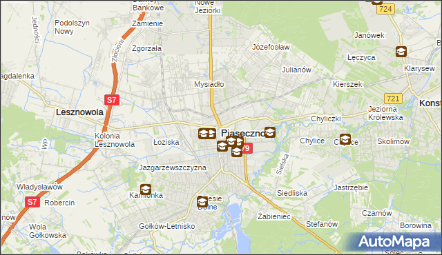 mapa Piaseczno, Piaseczno na mapie Targeo