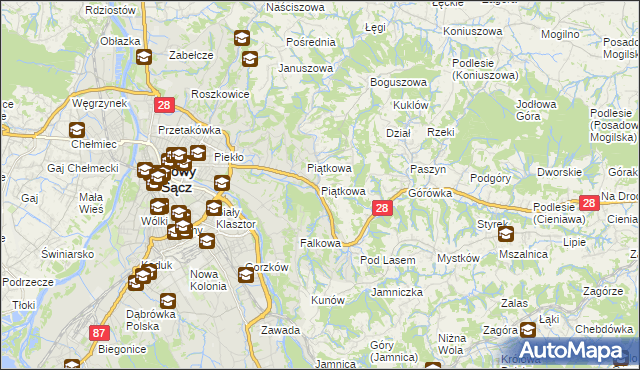 mapa Piątkowa gmina Chełmiec, Piątkowa gmina Chełmiec na mapie Targeo