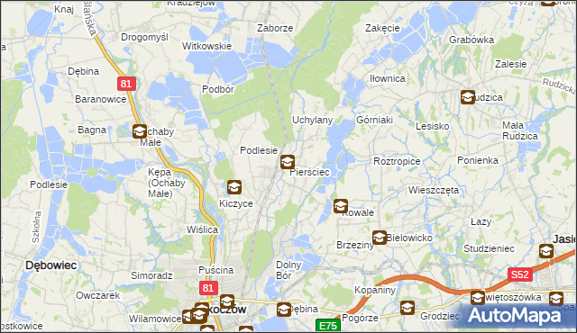 mapa Pierściec, Pierściec na mapie Targeo