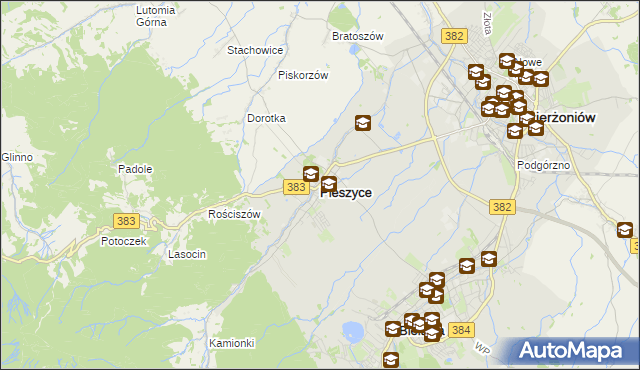 mapa Pieszyce, Pieszyce na mapie Targeo