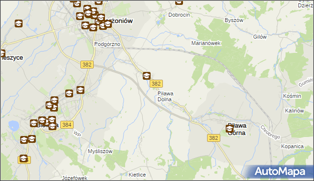 mapa Piława Dolna, Piława Dolna na mapie Targeo